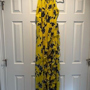 Eliza J Yellow Asymmetrical Halter Sundress
